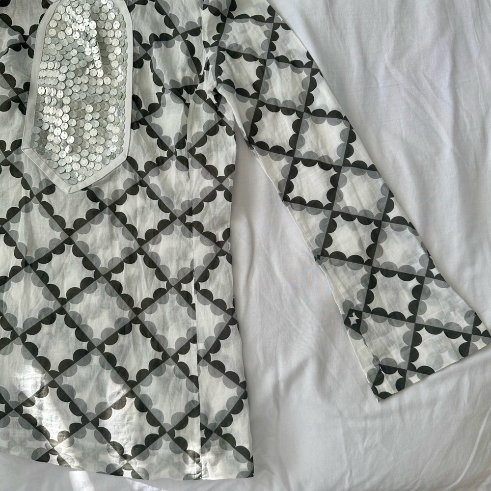 Tory Burch Long Graphic Tunic with Metallic Details size 4 - Picture 11 of 11